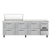 Continental Refrigerator RA93N18M-D Refrigerated Base Sandwich Unit 93"W 300 Series Stainless Steel (Mighty) Top With (18) 1/6 Size X 4" Deep Pans