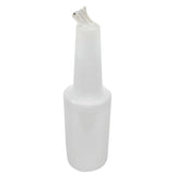 A white BPA free plastic bottle with a narrow, conical top and spout, commonly used as a sauce dispenser. The spout has a small opening with a cap, and the bottle is plain with no labels. Dishwasher safe for easy cleaning.