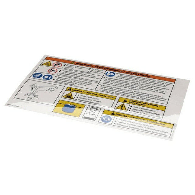 Cleveland KE603996-1 Label Sheet Gas Elec Stm