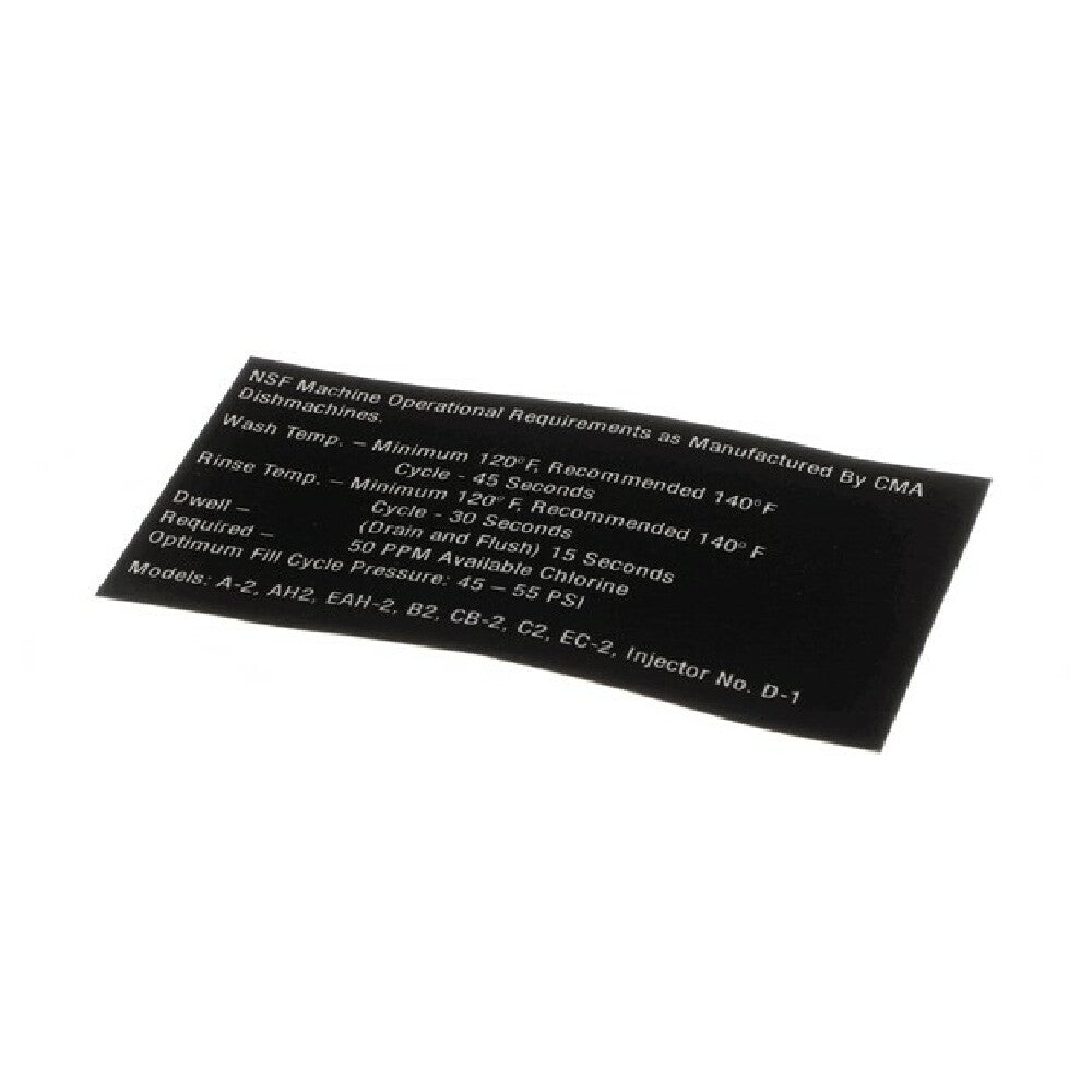 Cma Dishmachines 06217.10 Nsf Operating Req A2 Ah2 B2cb2