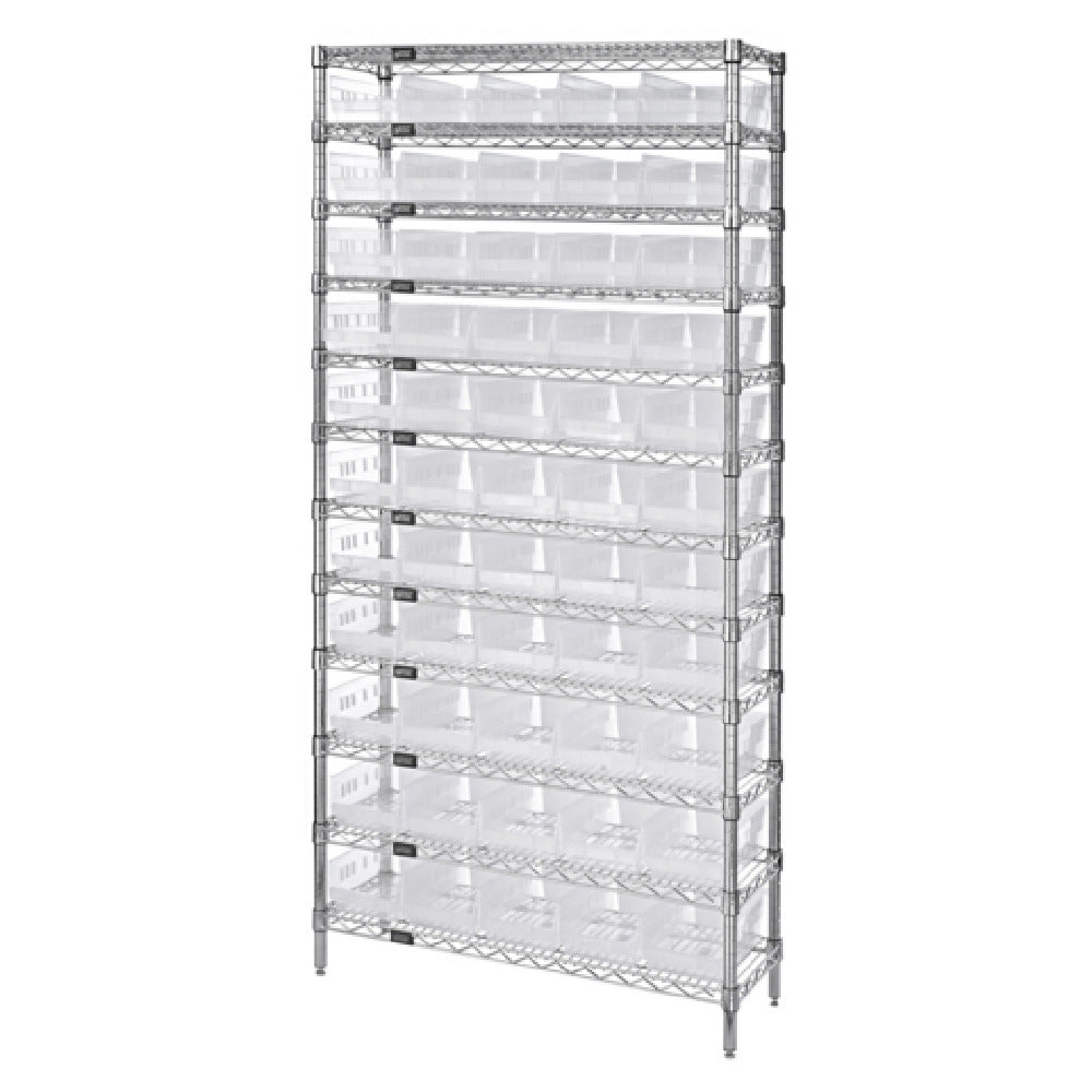 Quantum WR12-104CL Bin Wire Shelving System 36"W X 18"D X 74"H Overall Size 800 Lb. Capacity Per Shelf