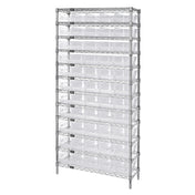 Quantum WR12-104CL Bin Wire Shelving System 36"W X 18"D X 74"H Overall Size 800 Lb. Capacity Per Shelf