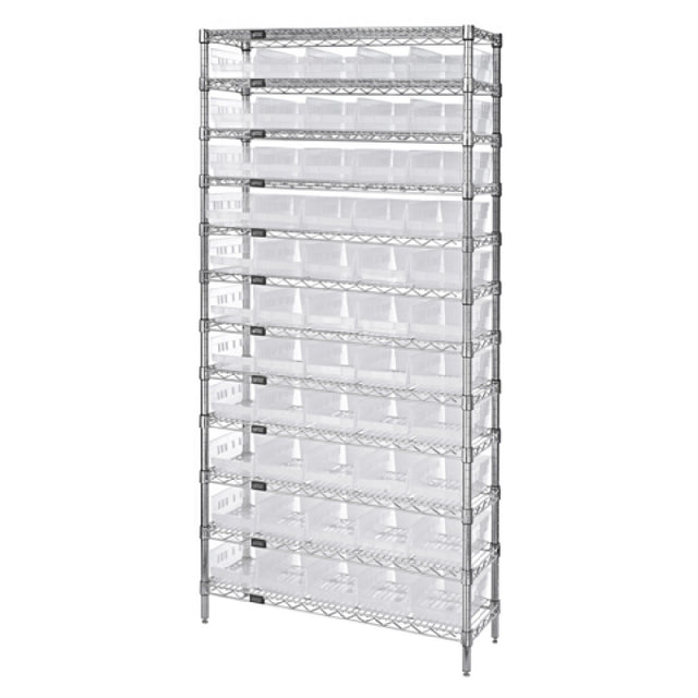 Quantum WR12-104CL Bin Wire Shelving System 36"W X 18"D X 74"H Overall Size 800 Lb. Capacity Per Shelf