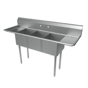 BK Resources ES-3-1416-12-12T Economy Sink Three Compartment 66" X 21-13/16" Overall Size