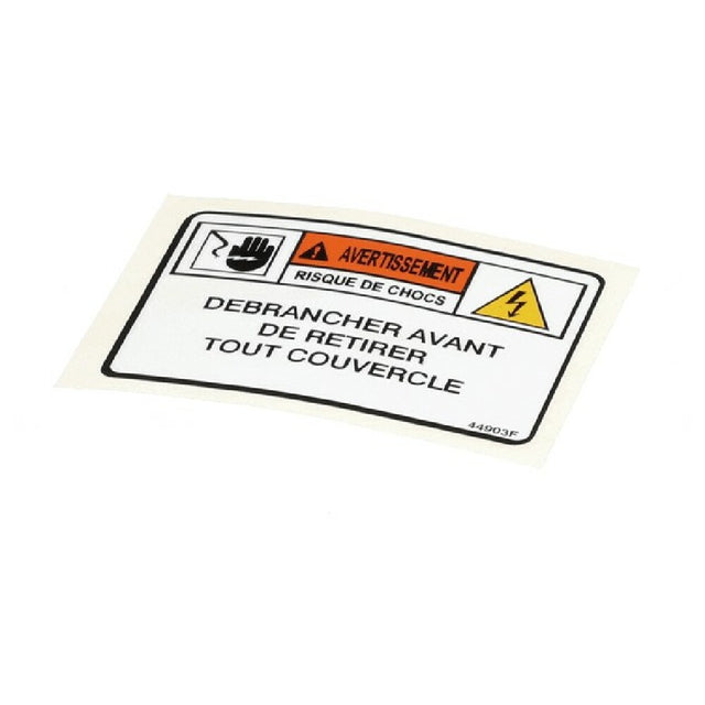 Henny Penny 44903 Label Warn. Disc. Power French
