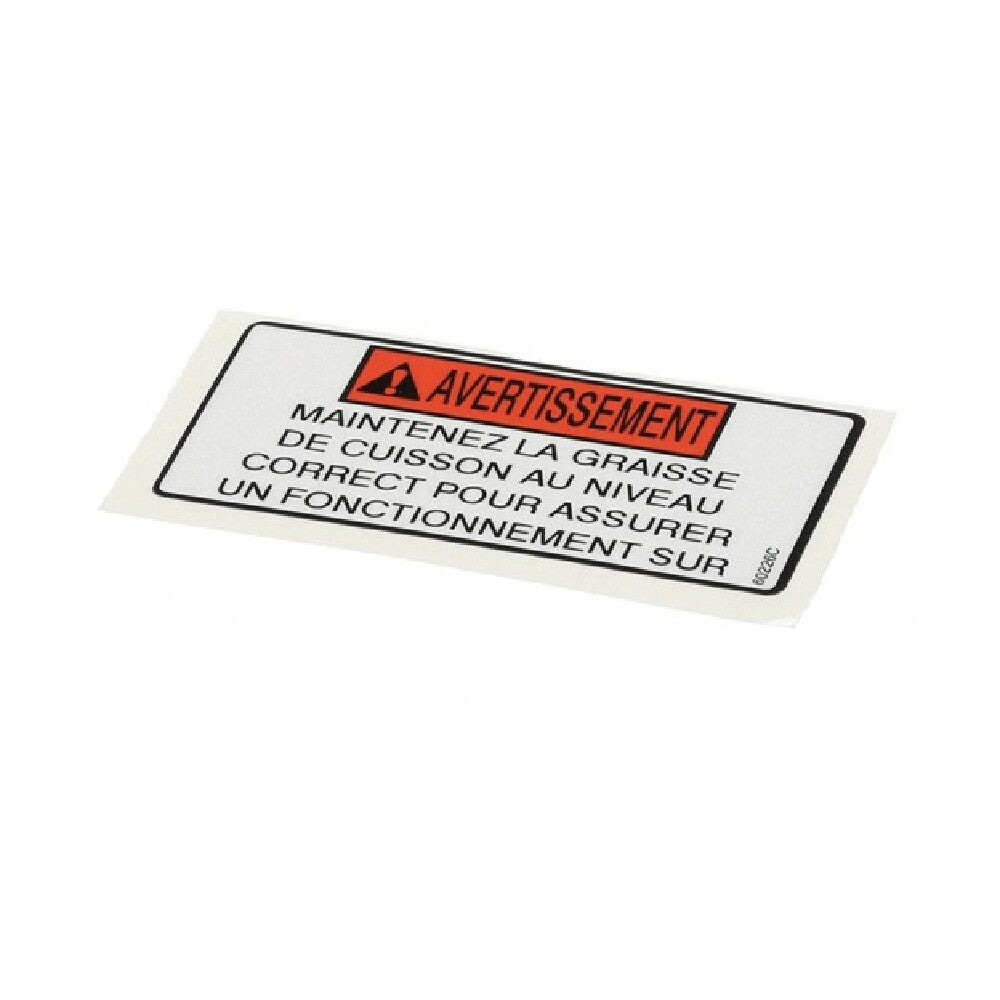 Henny Penny 60226 Label Oil Level Warning Fre