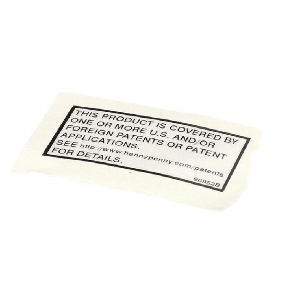 Henny Penny 96952 Label Patent General