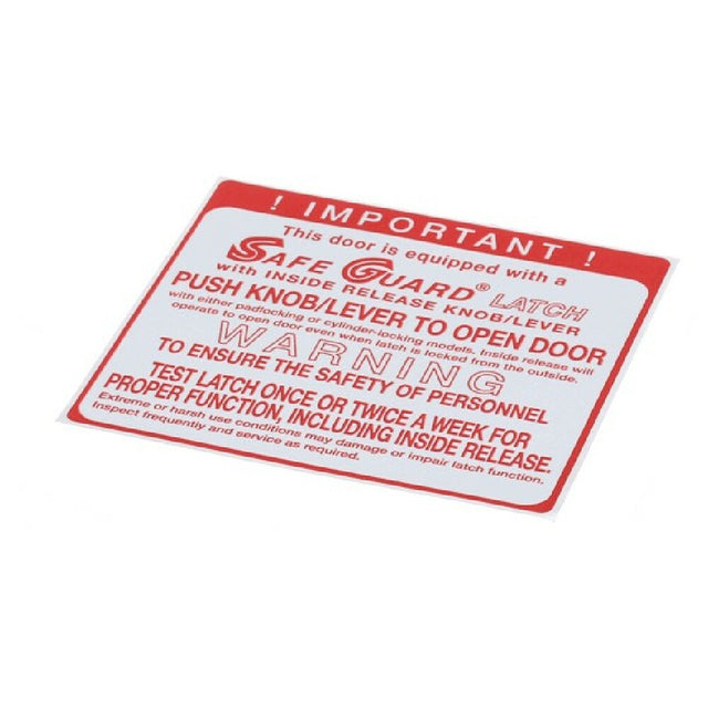 Kason 90055DECAL Safeguard Decal