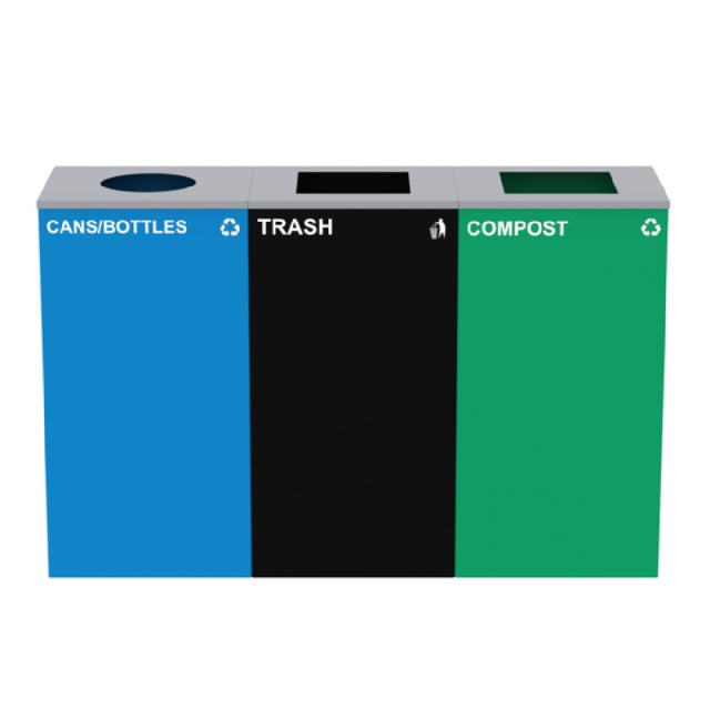 Alpine Industries ALP4450-BLK-KIT34 Cans & Bottles Bin With Compost And Trash Can Station