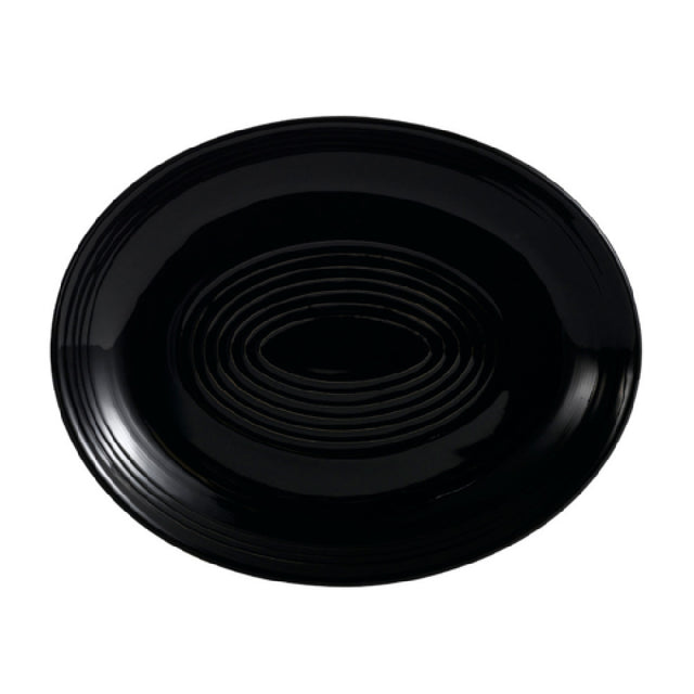 CAC China TG-13C-BLK Tango Platter 11-1/2"L X 9-1/4"W X 1-1/2"H Oval