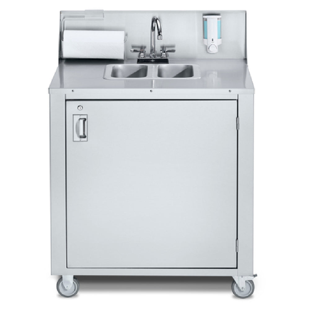 Crown Verity CV-PHS-2 Portable Sink Hot & Cold Water (2) 6" Wide X 12" Front-to-back X 5" Deep Bowls