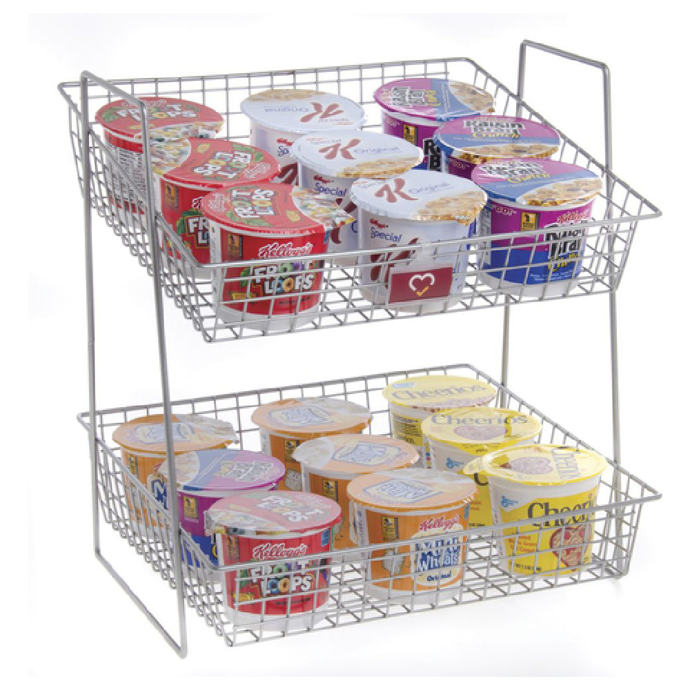 Hubert 88190 - Basket Display Stand, 2-tier, 16" X 13-1/2" X 17-1/4"H