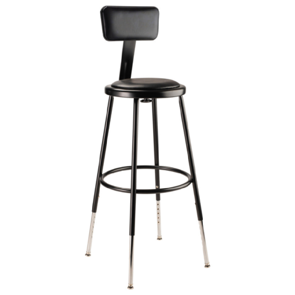 National Public Seating 6424HB-10 NPS® Heavy Duty Steel Stool With Backrest 25"-33"