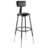 National Public Seating 6424HB-10 NPS® Heavy Duty Steel Stool With Backrest 25"-33"