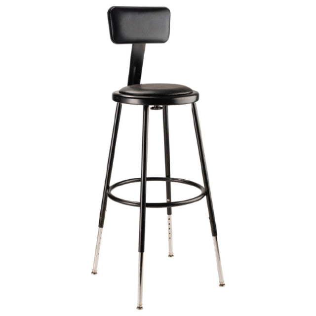 National Public Seating 6424HB-10 NPS® Heavy Duty Steel Stool With Backrest 25"-33"
