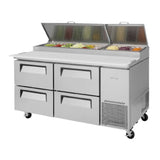 Turbo Air TPR-67SD-D4-N Super Deluxe Pizza Prep Table Two-section 20.0 Cu. Ft.