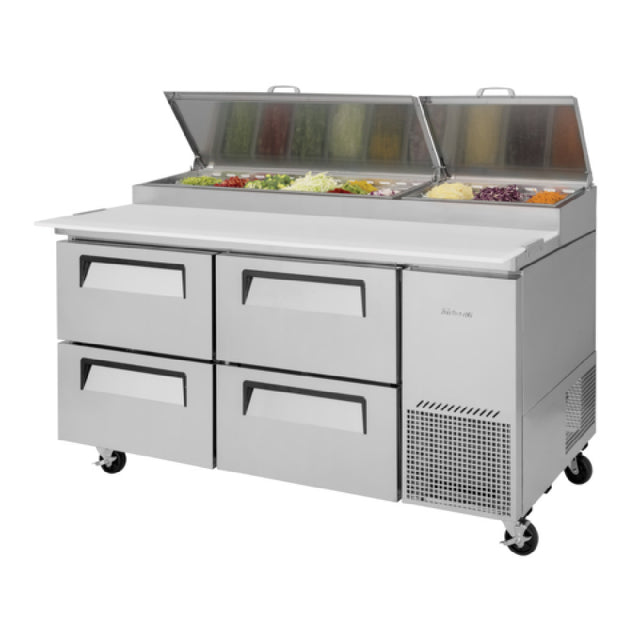 Turbo Air TPR-67SD-D4-N Super Deluxe Pizza Prep Table Two-section 20.0 Cu. Ft.