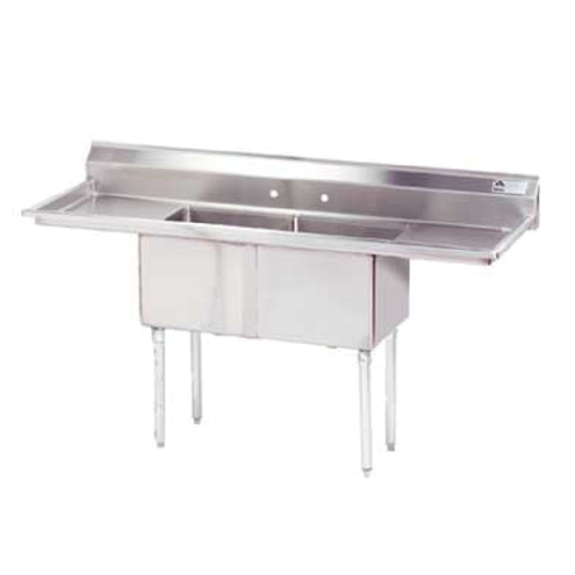 Advance Tabco FE-2-1812-18RL-X Special Value Fabricated Sink 2-compartment 18" Right & Left Drainboards
