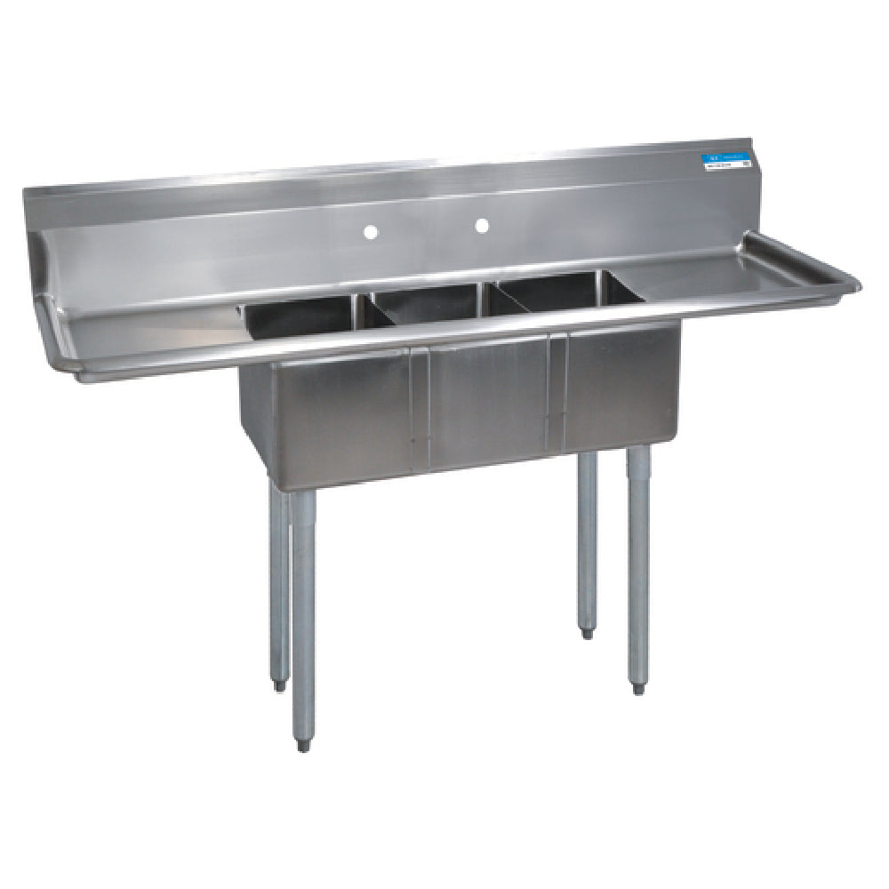 BK Resources BKS-3-1014-10-12T Convenience Store Sink Three Compartment 54"W X 19-13/16"D X 39-3/4"H Overall Size