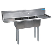 BK Resources BKS-3-1014-10-12T Convenience Store Sink Three Compartment 54"W X 19-13/16"D X 39-3/4"H Overall Size