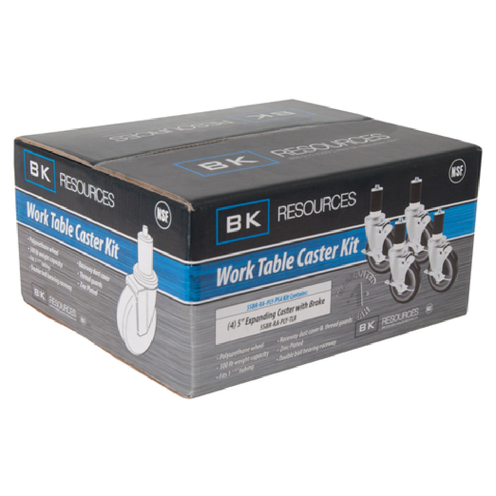 BK Resources 5SBR-RA-LDP-PS4 Work Table Caster Kit 5" 5SBR-RA-LPD-TLB Casters (4 Per Kit)