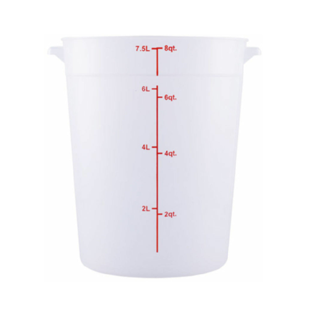 Hubert 29A-051 - Kratos® CenPro Round Food Storage Container, 8 Qt. Capacity, Translucent