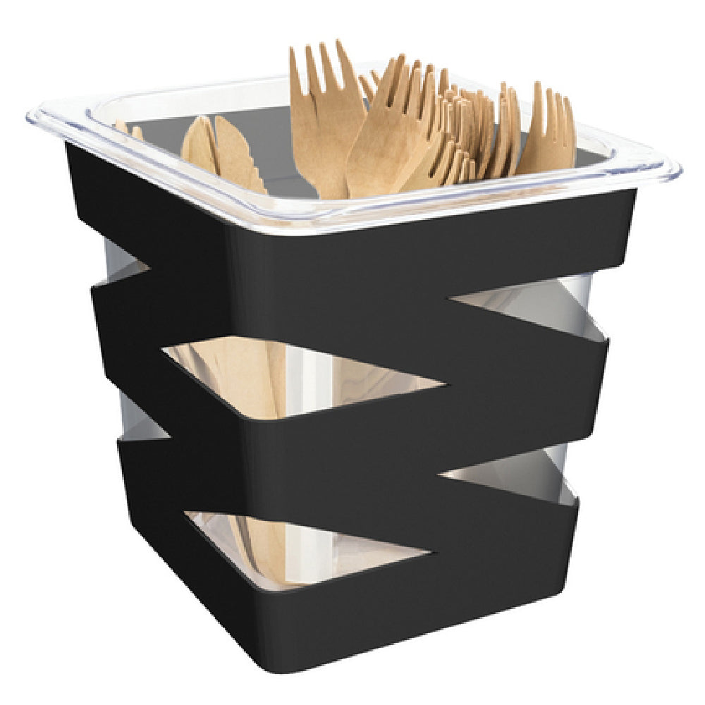 FOH BHO093BKI21_ 1/6 Size Zig Zag Flatware Divider Set Matte Black Includes One BHO089BKI21 1/6 Size Zig Zag Housing Deep Matte Black