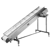 Cleveland CVY-220-R/TILT Powered Belt Conveyor Stainless Steel Construction 16" Wide USDA Approved PVC Belt With 4" High Cleats