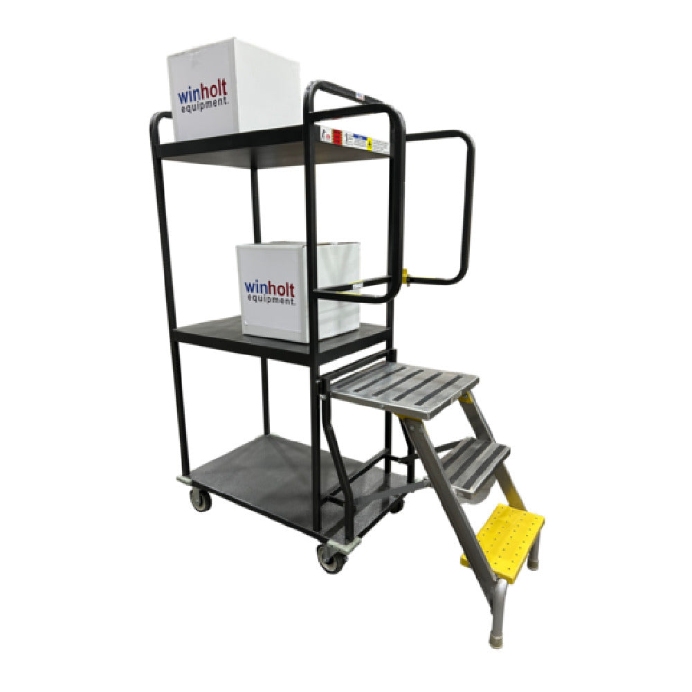Winholt SC-3-2332-NHMLC-WM - Steel Ladder Cart, 24.75"W X 60.5"L X 70.8"H, (3) Solid Shelves