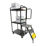 Winholt SC-3-2332-NHMLC-WM - Steel Ladder Cart, 24.75"W X 60.5"L X 70.8"H, (3) Solid Shelves