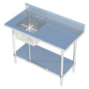 Sapphire Manufacturing SMTPS-2472L Work Table With Prep Sink 72"W X 24"D 16/304 Stainless Steel Top With 1-1/2" Rounded Front Edge