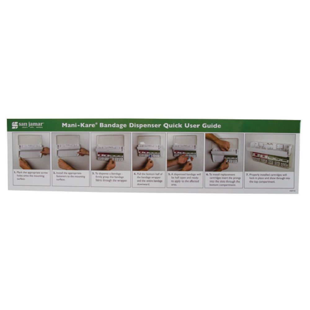 San Jamar MKQUG Mani-Kare® Bandage Dispenser Quick User Guide 3" X 12" Laminated