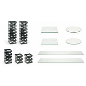 FOH BST019MUM28 Buffet Essentials Zig Zag Clear Glass On Matte Black Includes One BRI006BKI28 Zig Zag Risers Set Of 3 Matte Black