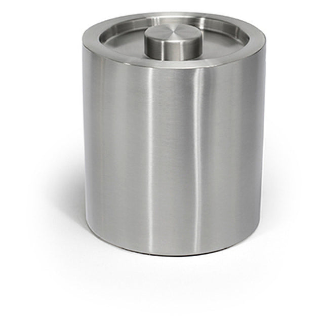 FOH RIB044BSS21 2qt Round Brushed Stainless Ice Bucket Silver With Brushed Stainless Lid