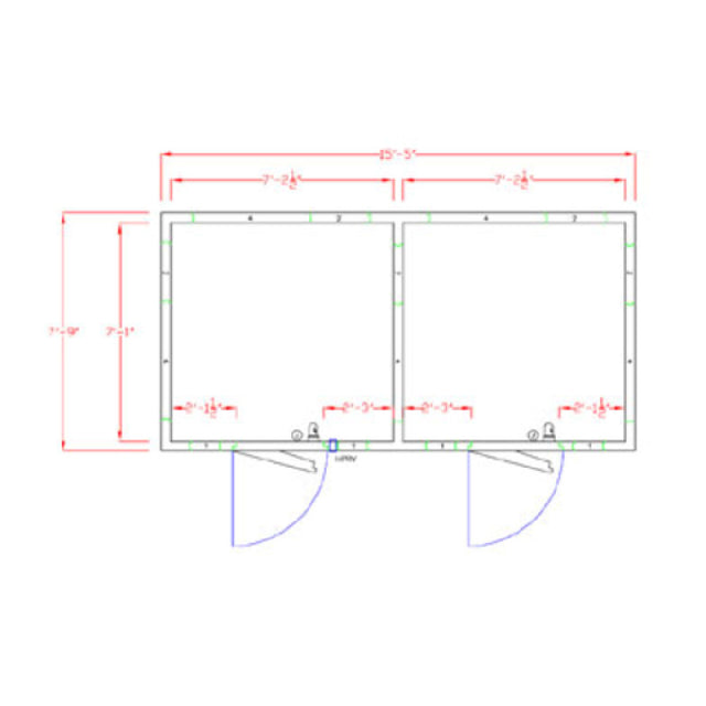 American Panel 8X16-O Walk-In Combination Freezer/Cooler (50/50 Split) 7'-6" H X 15'-5" W X 7'-9" D