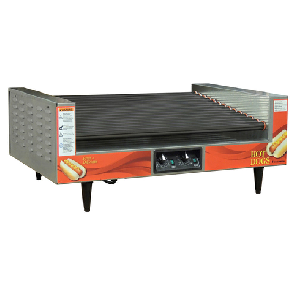 Gold Medal 8225PE - Super Diggity, Slanted Hot Dog Grill, (14) Non-stick Coated Rollers