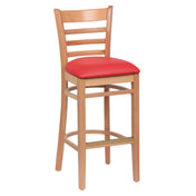Royal ROY 8002 N RED - Bar Stool, Ladder Back, 17"L X 16-1/2"W X 43-3/8"H