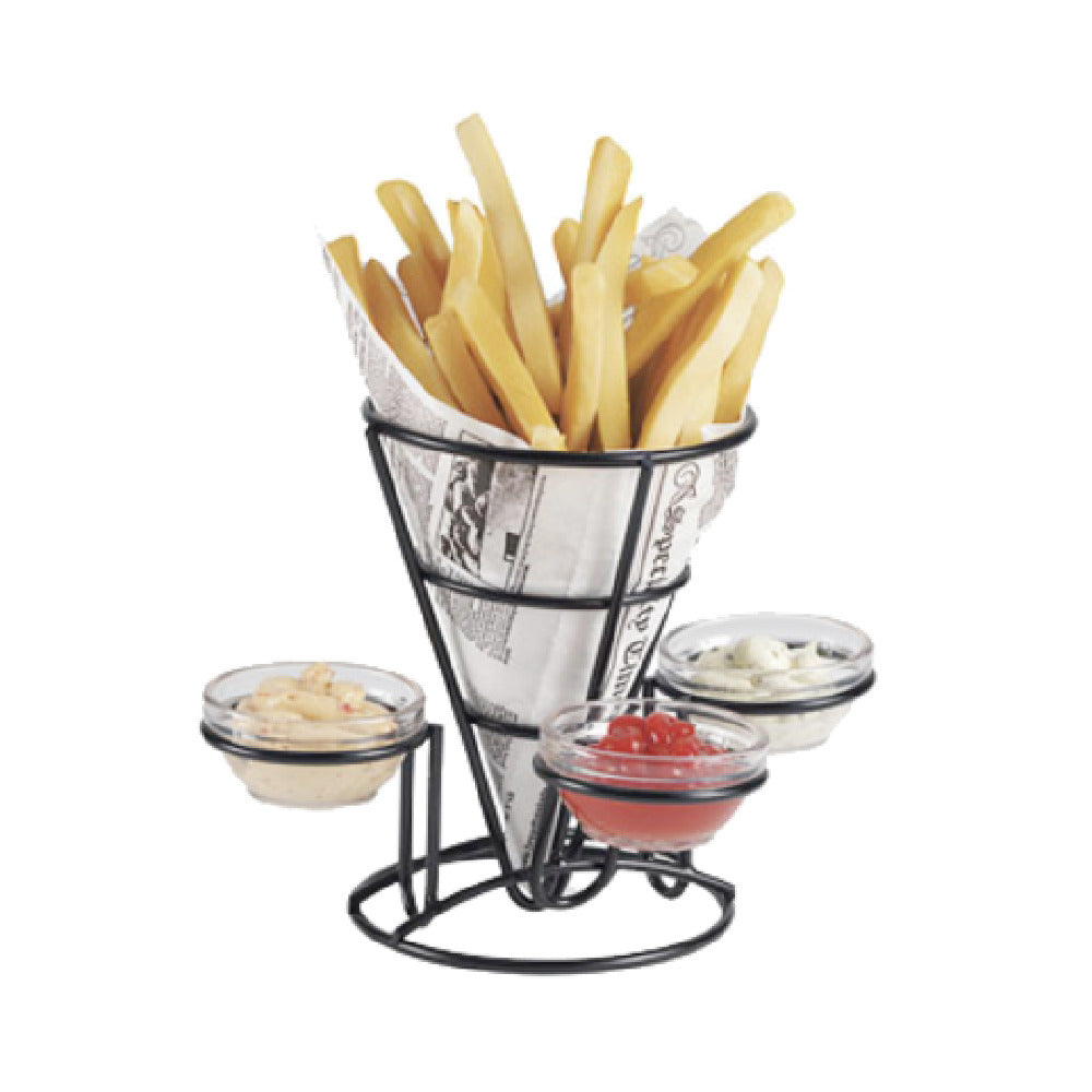 GET Enterprises 4-361843 Fry Cone Basket 5" Dia. X 7"H With (3) Condiment Cup Holders