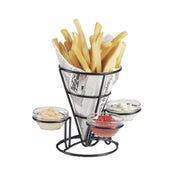 GET Enterprises 4-361843 Fry Cone Basket 5" Dia. X 7"H With (3) Condiment Cup Holders