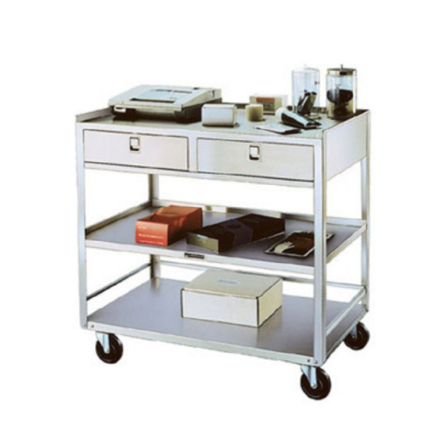 Lakeside 474 Equipment Stand Open Base With (3) Shelves & (2) Drawers 500 Lb. Weight Capacity