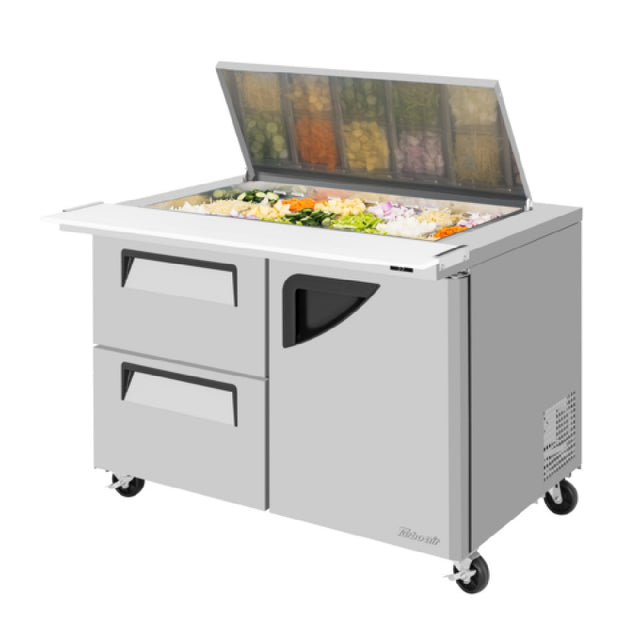 Turbo Air TST-48SD-18-D2R-N-FL Super Deluxe Mega Top Sandwich/Salad Prep Table With Flat Lid