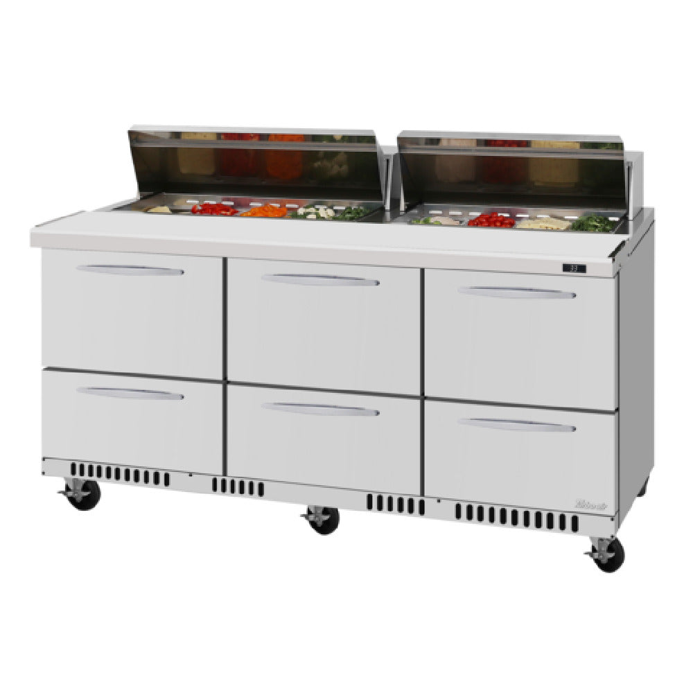 Turbo Air PST-72-D6-FB-N PRO Series Mega Top Sandwich/Salad Prep Table Front Breathing Airflow