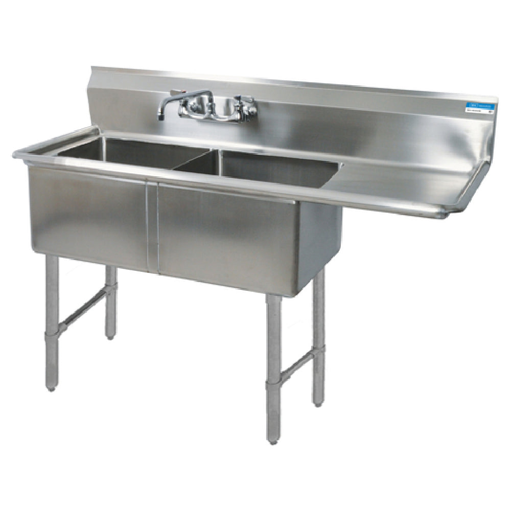 BK Resources BKS-2-18-12-18RS Sink Two Compartment 56-1/2"W X 23-13/16"D X 43-3/4"H Overall Size