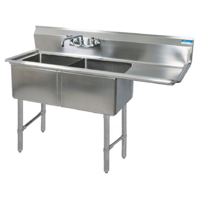 BK Resources BKS-2-18-12-18RS Sink Two Compartment 56-1/2"W X 23-13/16"D X 43-3/4"H Overall Size