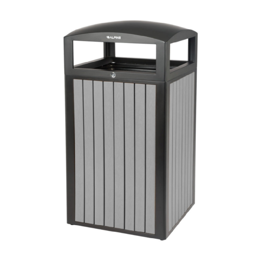 Alpine Industries ALP471-40-WD-GRY Trash Container 40 Gallon (151 Liter) 21-1/4"W X 21-1/4"D X 40-15/16"H