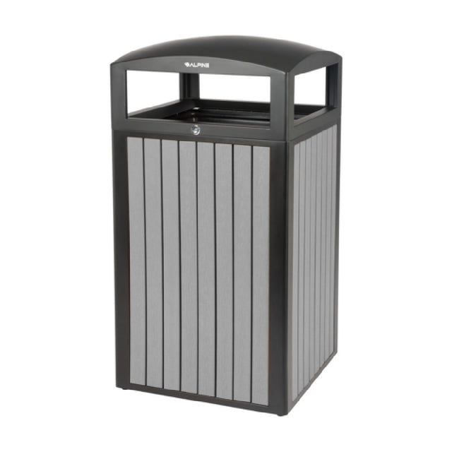 Alpine Industries ALP471-40-WD-GRY Trash Container 40 Gallon (151 Liter) 21-1/4"W X 21-1/4"D X 40-15/16"H