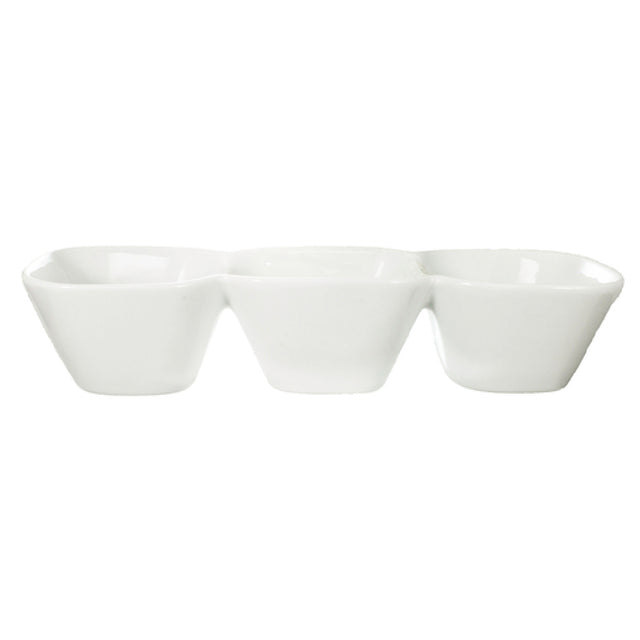 International Tableware BL-333 Compartment Bowl 9-1/2"W X 3-1/4"D X 1-5/8"H (3) 3-1/2 Oz. Compartment Wells
