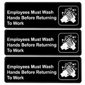 Alpine Industries ALPSGN-B-5 Sign 9" X 3" "Employees Must Wash Hands Before Returning To Work"