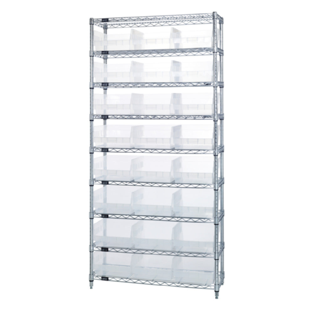 Quantum WR9-209CL Bin Wire Shelving System 36"W X 12"D X 74"H Overall Size 800 Lb. Capacity Per Shelf