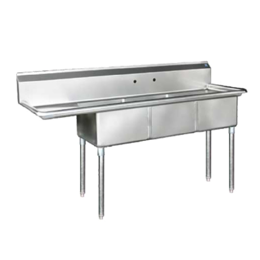 Blue Air BS3-18-12/L - Sink, 3-compartments, 18" Left Drainboard